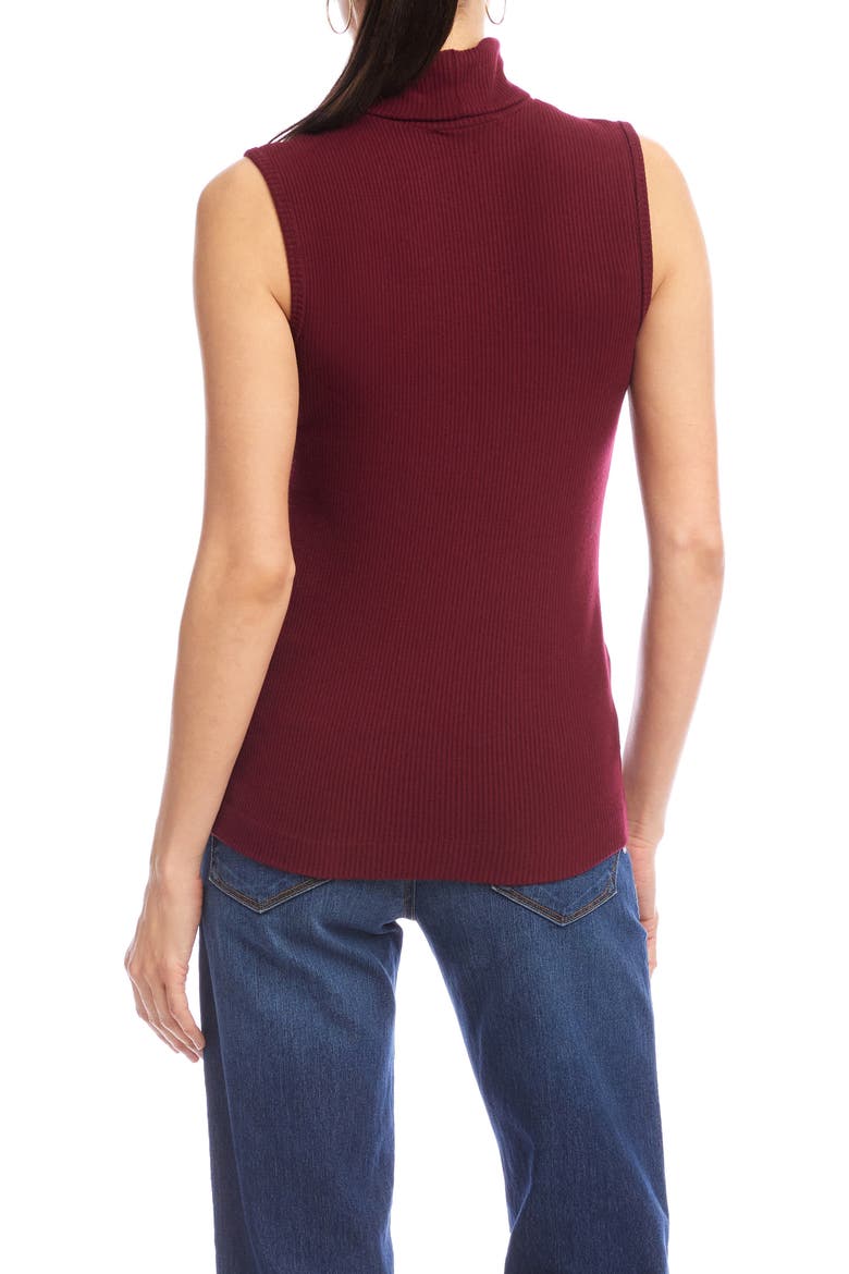 Turtleneck Rib Sleeveless Top, Alternate, color, WINE