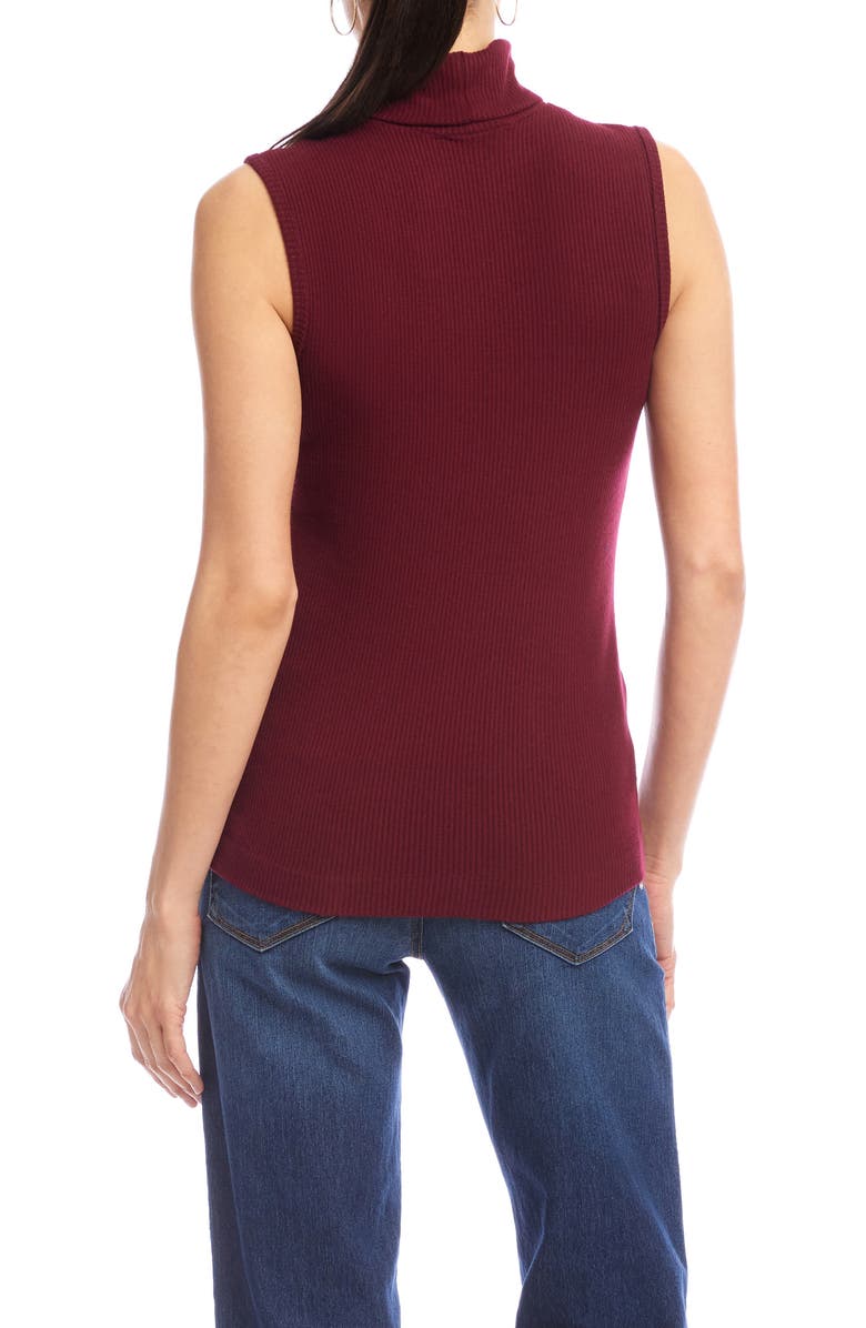 Karen Kane Turtleneck Rib Sleeveless Top, Alternate, color, Wine