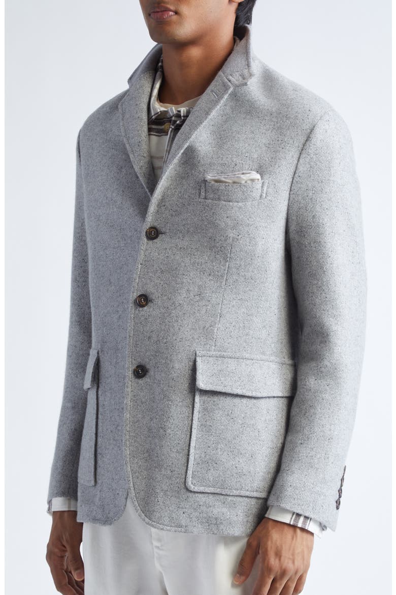 Single Breasted Cashmere & Silk Jacket, Alternate, color, LIGHT GRAY MELANGE