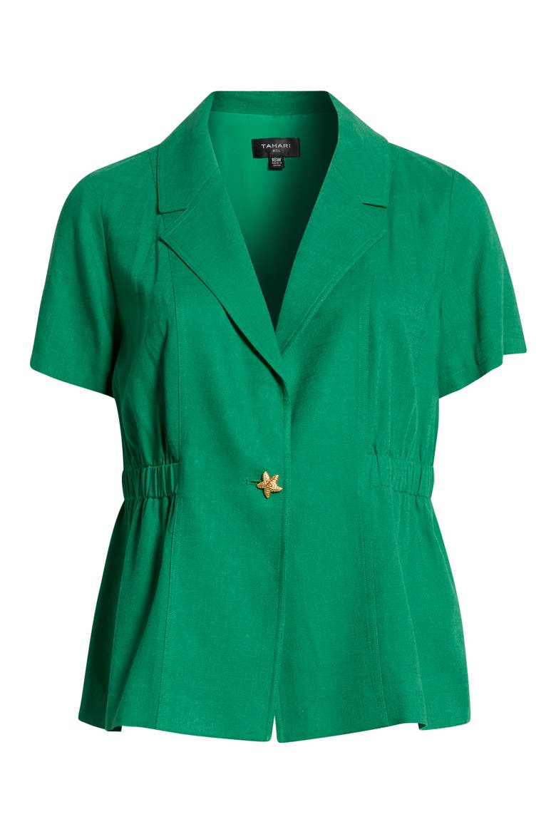 Short Sleeve Linen Jacket, Alternate, color, PARAKEET GREEN