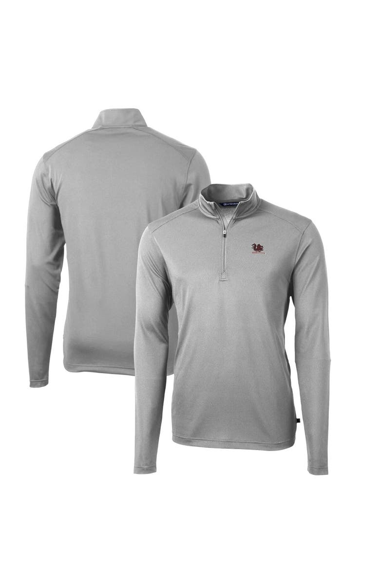 Cutter & Buck Men's Cutter & Buck Gray South Carolina Gamecocks Big & Tall Virtue Eco Pique Recycled Quarter-Zip DryTec Top, Main, color, 