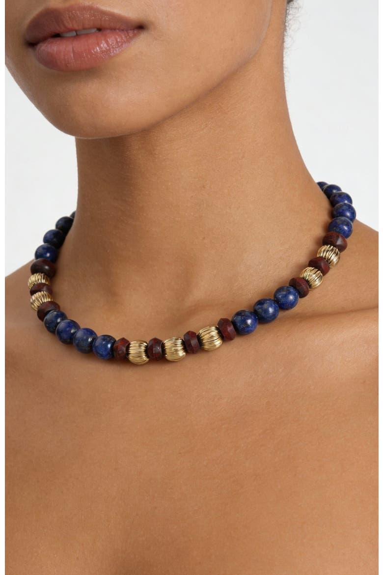 Temple Seed Necklace, Alternate, color, Gold&Blue&Red
