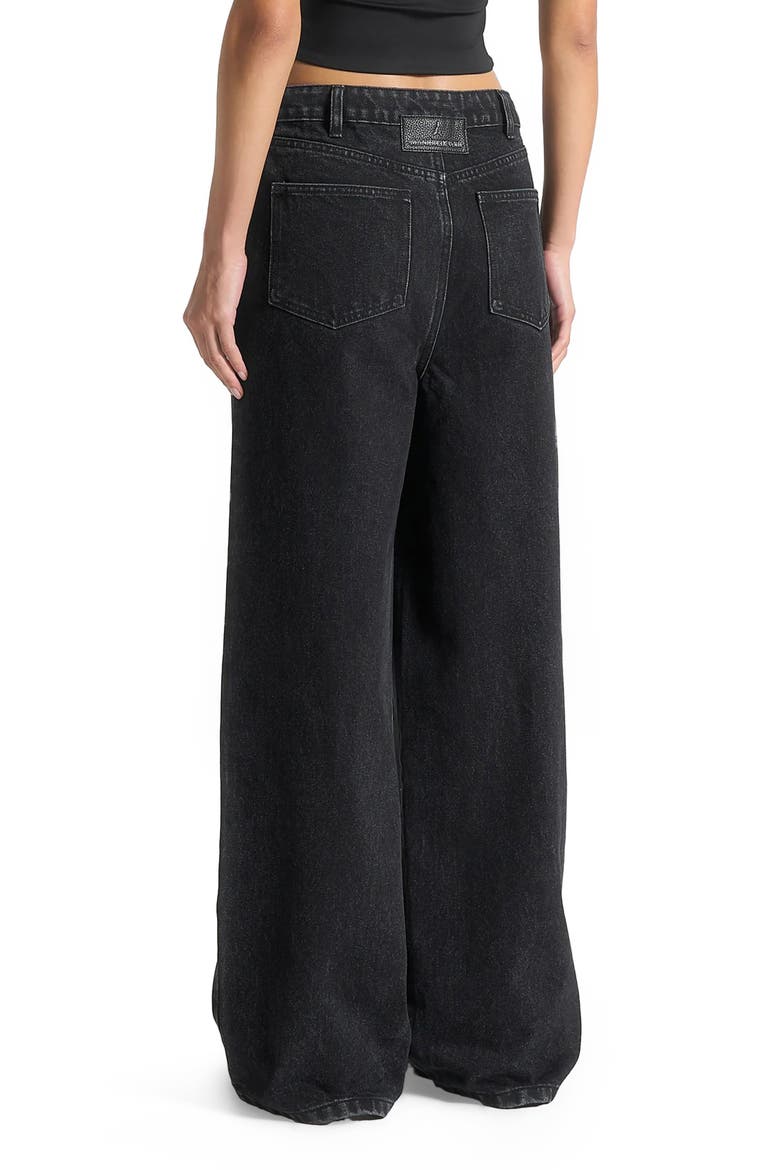 Faye Wide Mid Rise Jeans with Tie Waist, Alternate, color, Washed Black