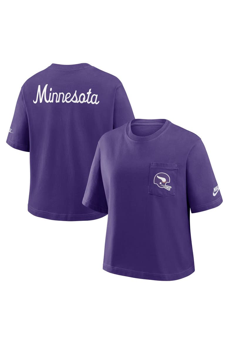 Women's Nike Purple Minnesota Vikings Rewind Pocket Boxy T-Shirt, Alternate, color, Purple