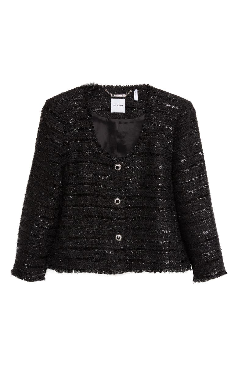 ST. JOHN Metallic Tweed Jacket, Main, color, Black