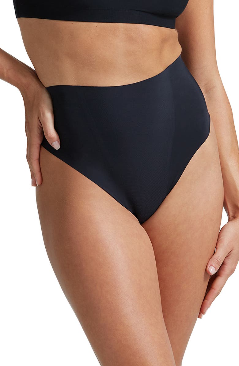 Commando Zone Smoothing High Waist Thong, Main, color, Black