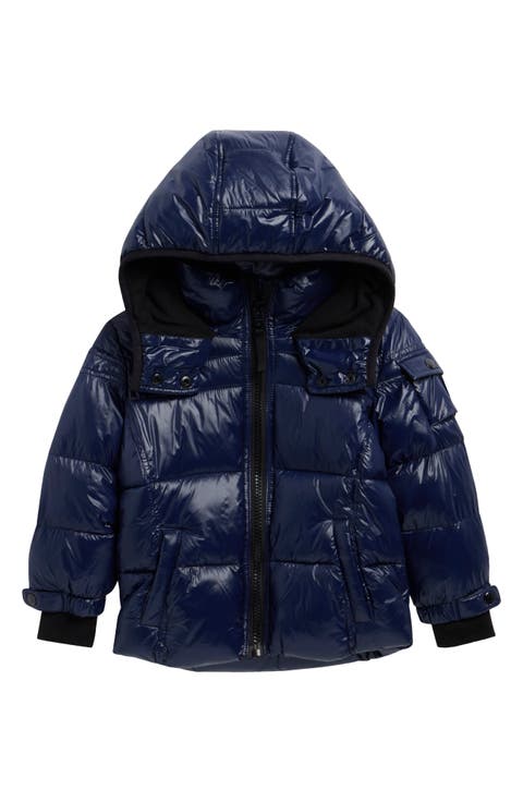 Kids' Downhill Glossy Hooded Puffer Jacket