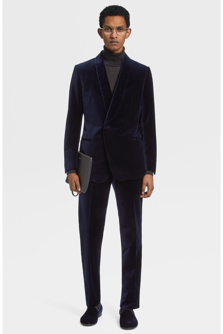 Shawl Collar Velveteen Dinner Jacket, Alternate, color, NAVY