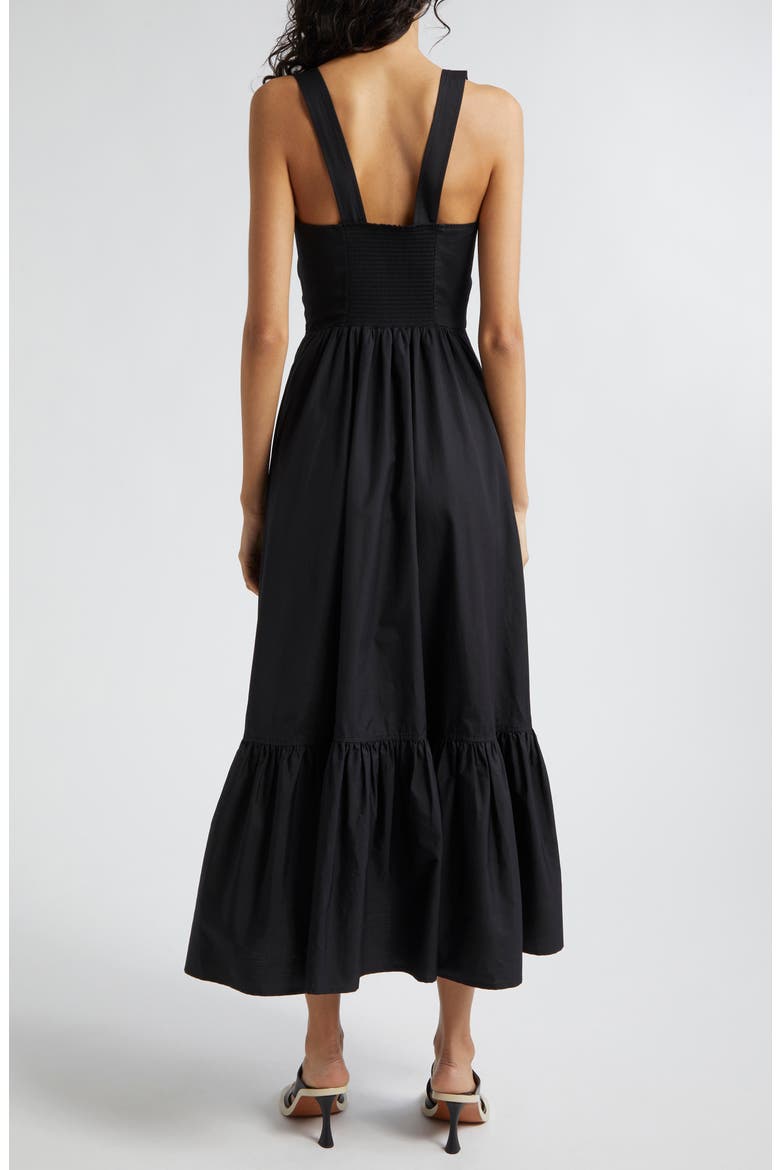 Lilah Ruched Ruffle Hem Maxi Dress, Alternate, color, BLACK