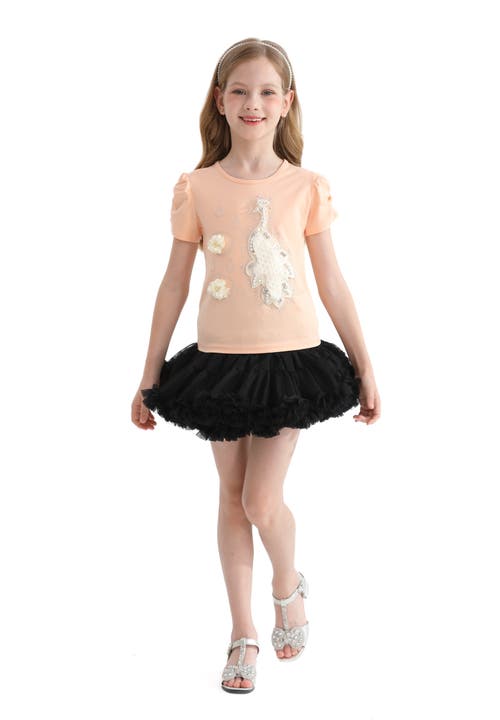 Mimi Tutu Peacock-appliqué T-shirt In Peach