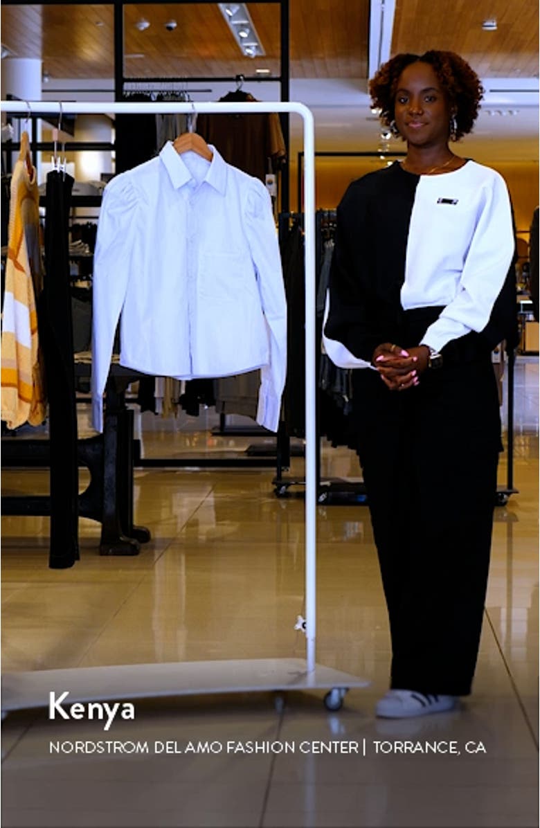 Nia Puff Shoulder Long Sleeve Crop Button-Up Shirt, sales video thumbnail