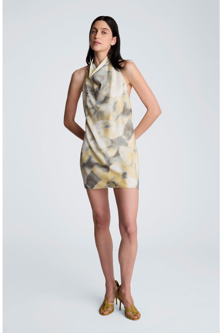 Cowl Neck Strappy Minidress, Alternate, color, PASTEL YELLOW MULTI