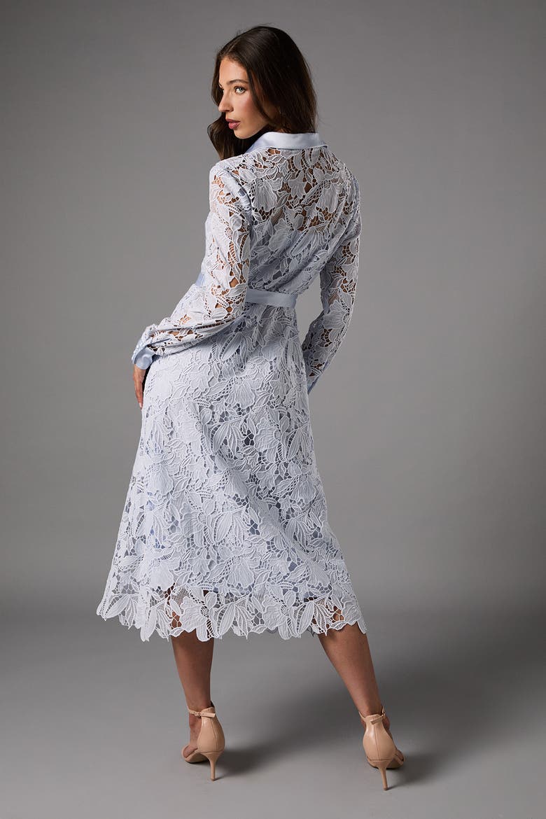 Lace Long Sleeve Shirt Dress, Alternate, color, Light Blue