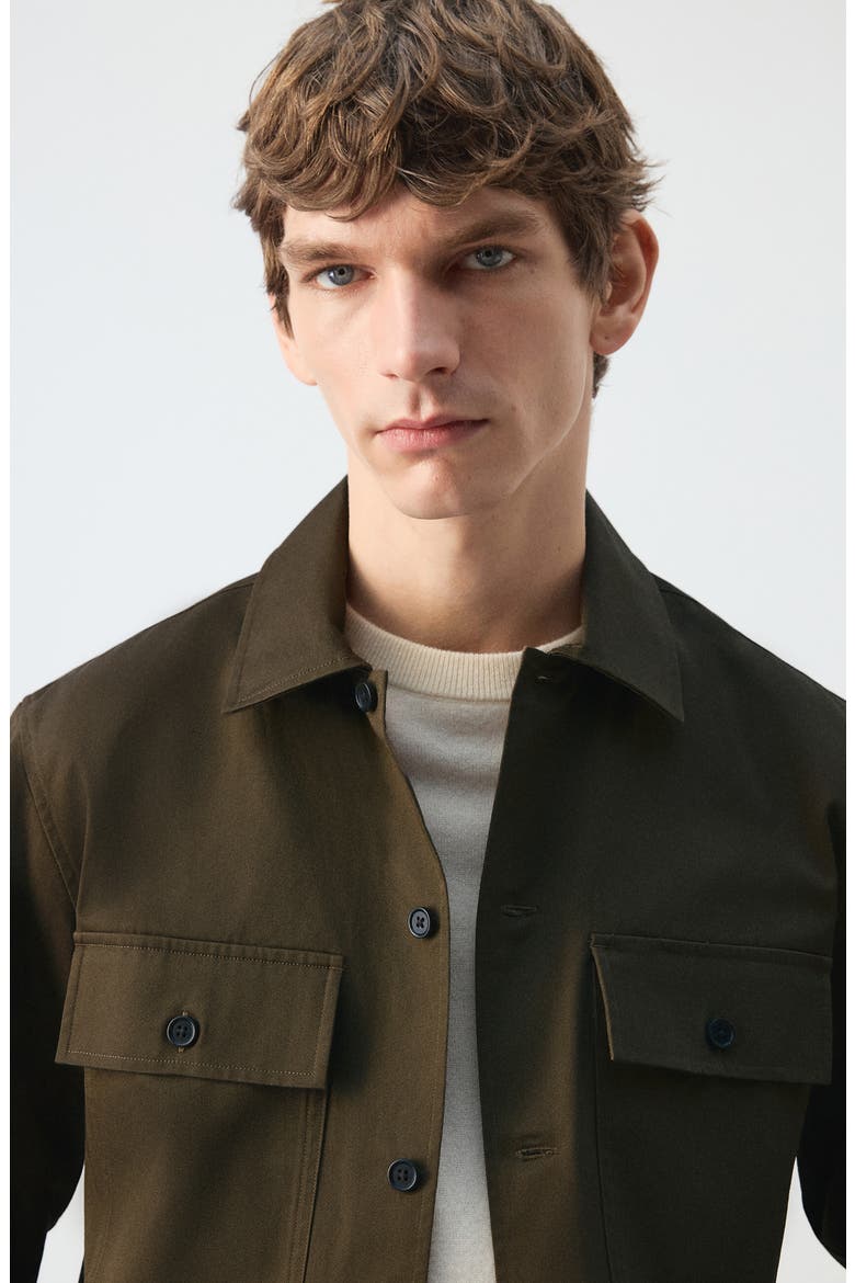 Cotton Overshirt, Alternate, color, BROWN