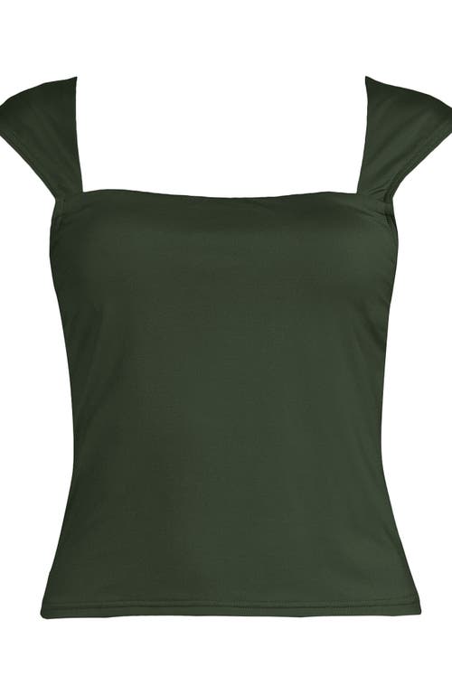 Lands' End Womens Square Neck Underwire Square Back Tankini Swimsuit Top In Rich Olive Green