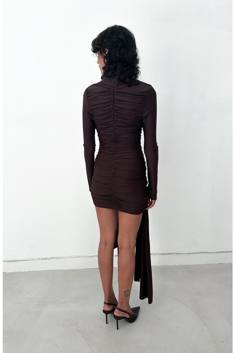 Sera Fitted Jersey Mini Dress, Alternate, color, Dark Brown