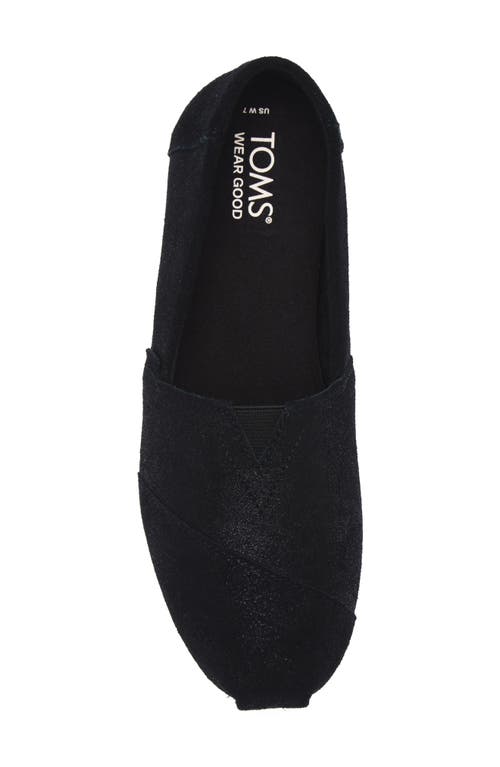 Toms Metallic Suede Classic Slip On Sneaker In Black