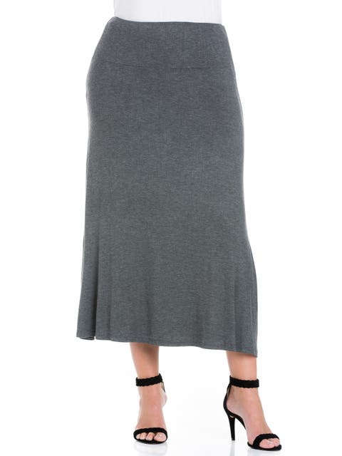 Plus Size Comfortable Fit Elastic Waist Maxi Skirt