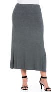 24seven Comfort Apparel Plus Size Comfortable Fit Elastic Waist Maxi Skirt