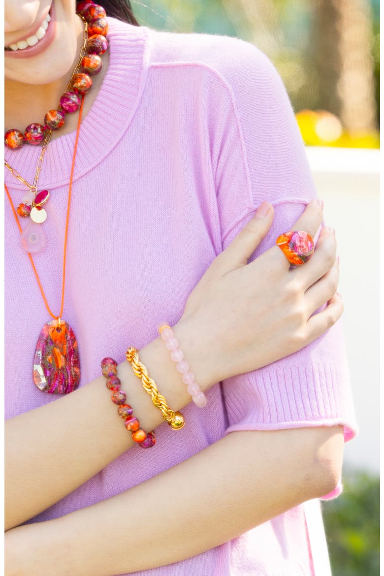 Beaded Stretch Bracelet, Alternate, color, PINK
