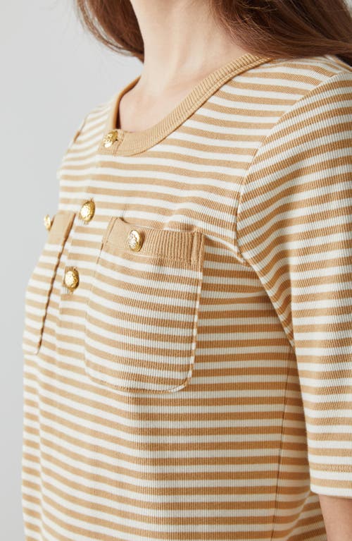 Lk Bennett Charlie Stripe Rib Top In Camel