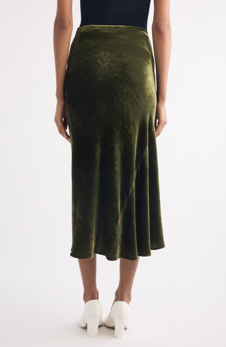 Dries Van Noten Smila Twist Front Velvet Midi Skirt, Alternate, color, Khaki