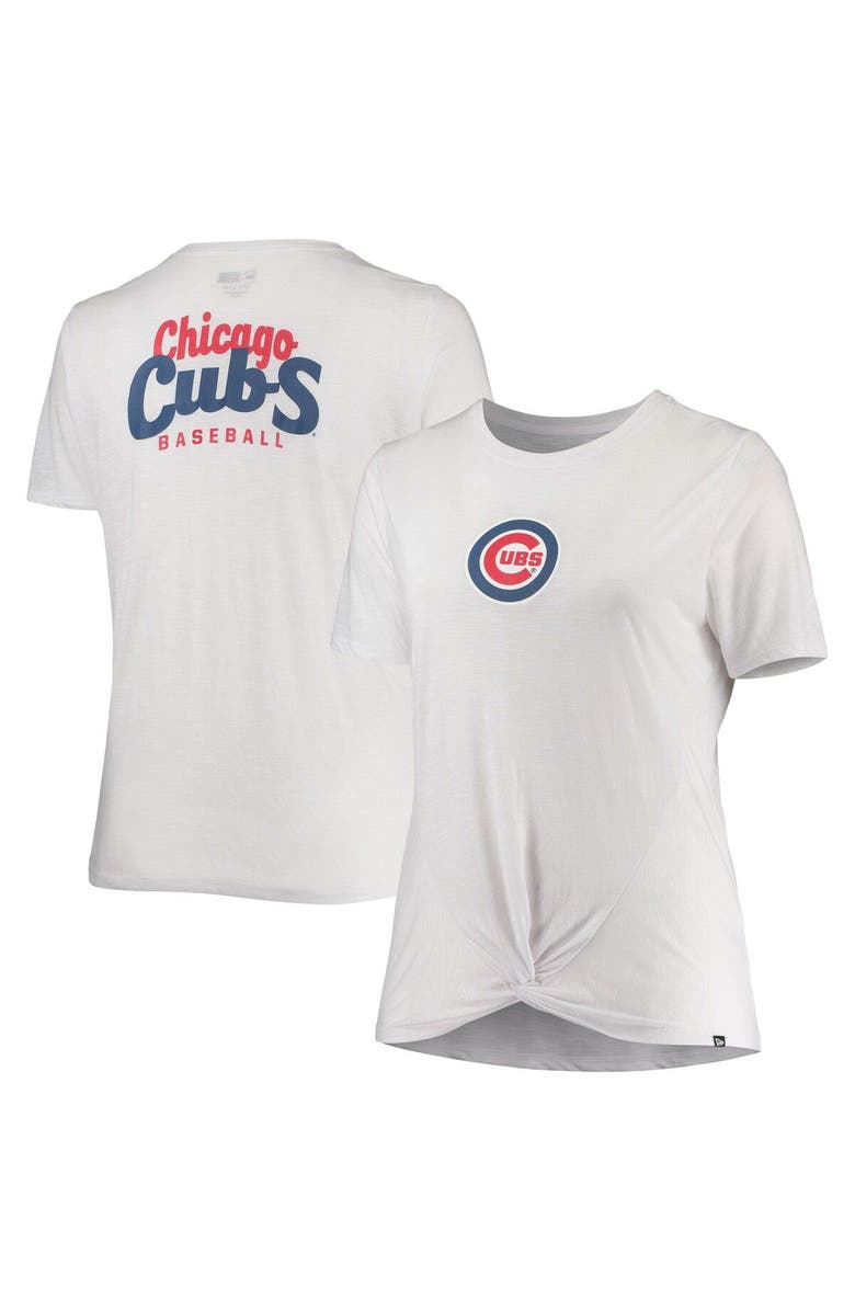 New Era Women's New Era White Chicago Cubs Plus Size 2-Hit Front Knot T-Shirt, Main, color, White