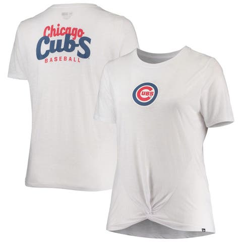 Women's New Era White Chicago Cubs Plus Size 2-Hit Front Knot T-Shirt