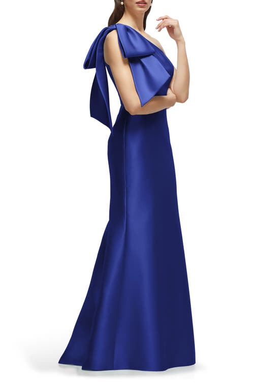 Alfred Sung Bow One-shoulder Satin Twill Mermaid Gown