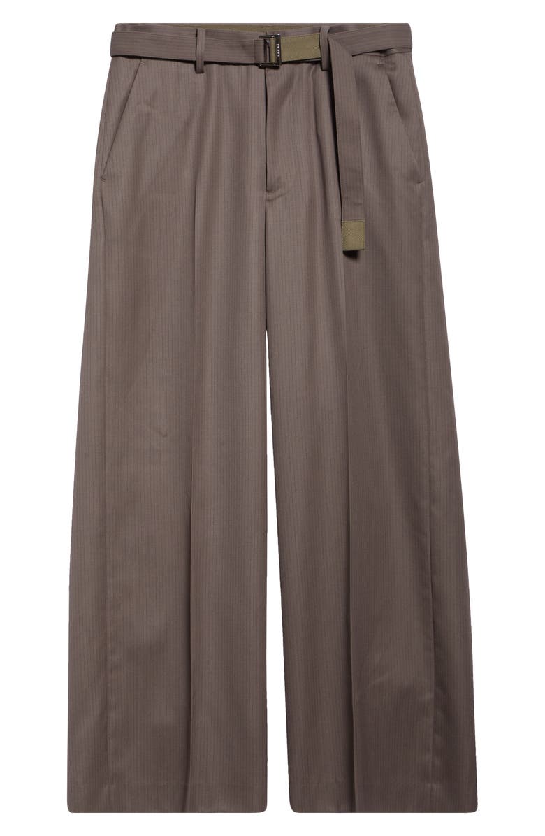 Sacai Belted Wide Leg Wool Pants, Alternate, color, 