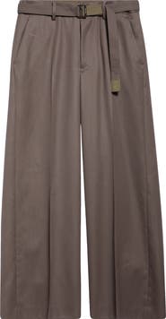 【sacai】Doeskin Belted Wool Wide Leg Pants SACAI | Doeskin Belted Wool Wide Leg Pants | Women | Lane