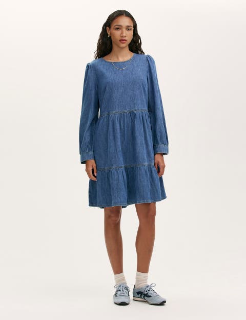 Nancy Denim Short Tiered Dress