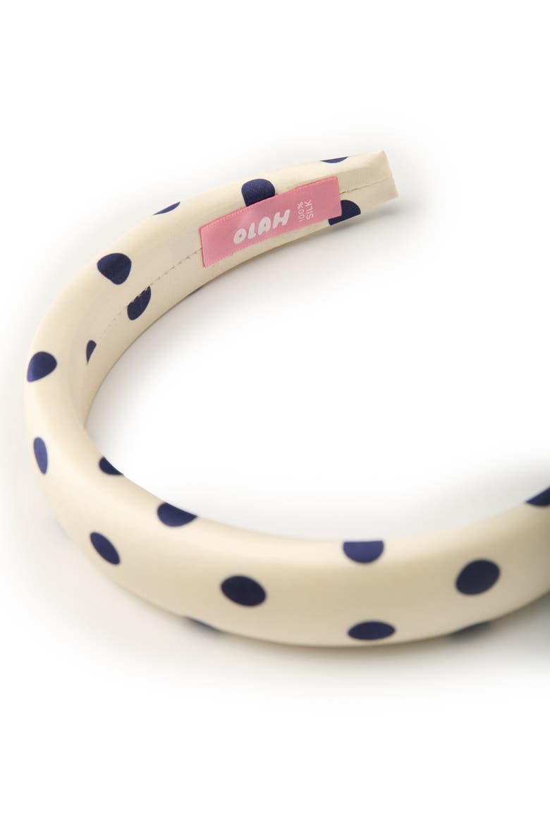 Polka Dot Silk Headband, Alternate, color, Black & White
