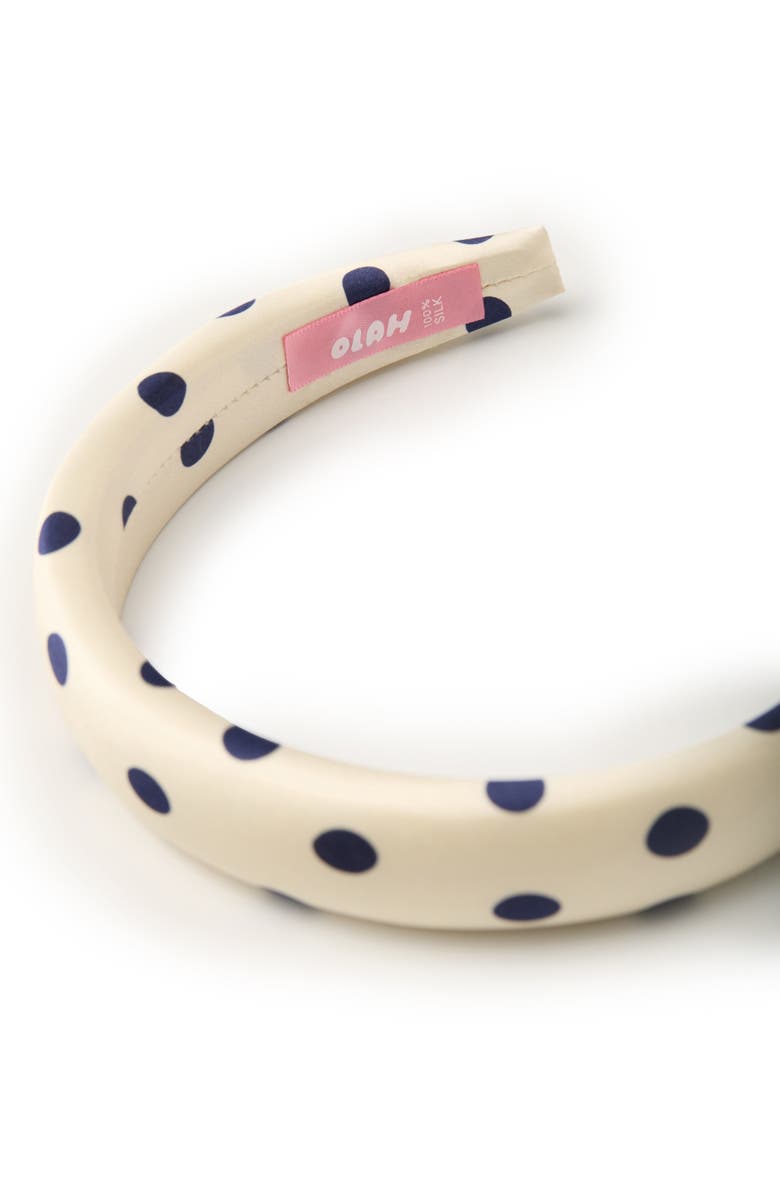 OLAH Polka Dot Silk Headband, Alternate, color, Black & White