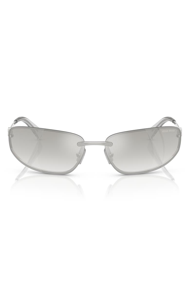 Miu Miu 69mm Oversize Oval Sunglasses, Alternate, color, Silver