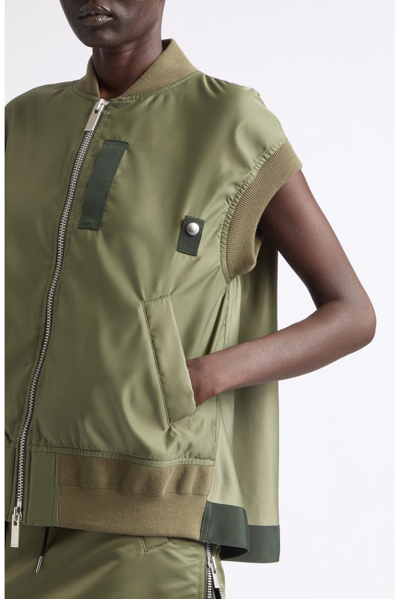 Nylon Twill Bomber Vest, Alternate, color, KHAKI