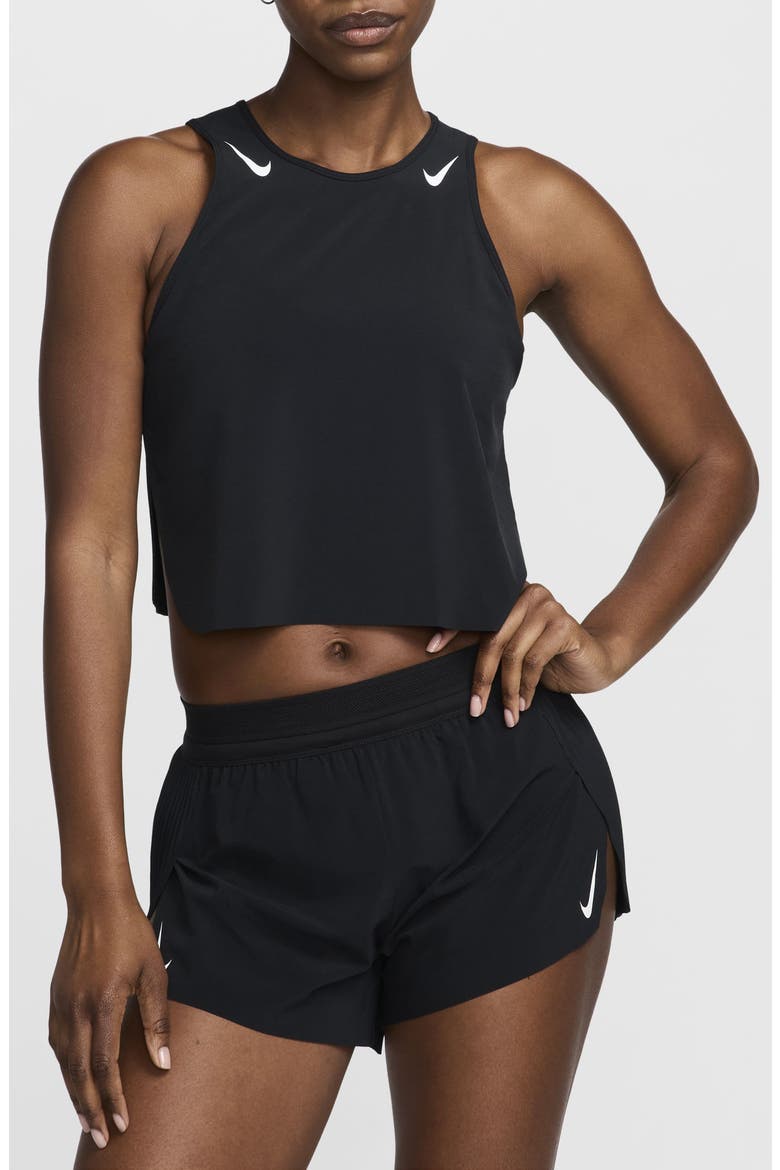 AeroSwift Dri-FIT ADV Crop Running Tank Top, Main, color, 010 BLACK/WHITE