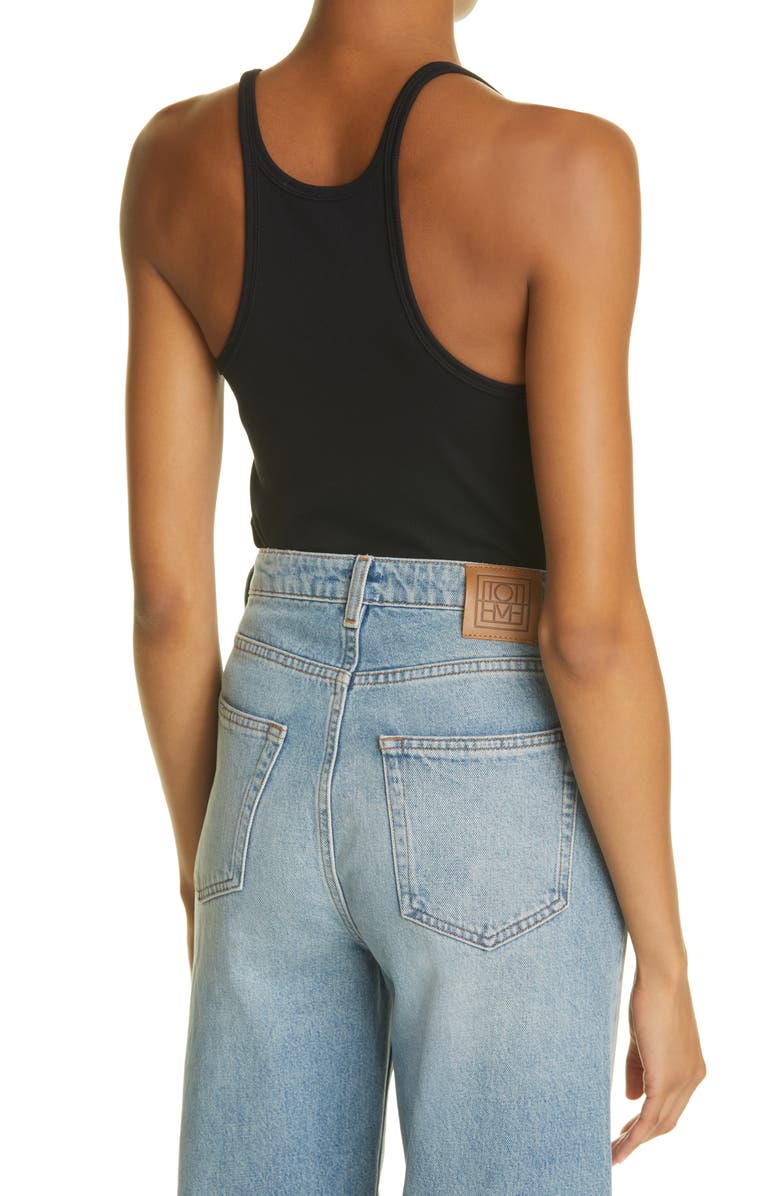 TOTEME Women's Rib Stretch Organic Cotton Tank, Alternate, color, Black