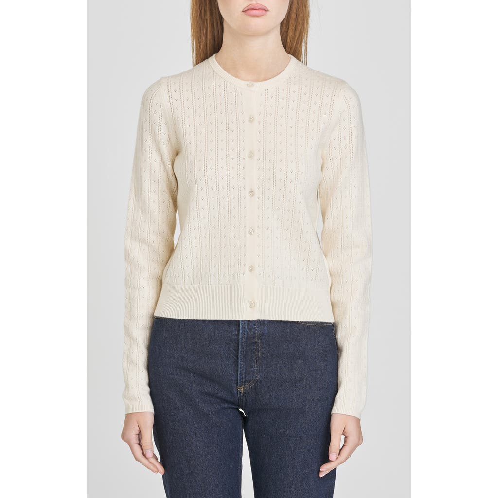 Wayf Sandy Pointelle Cardigan In White