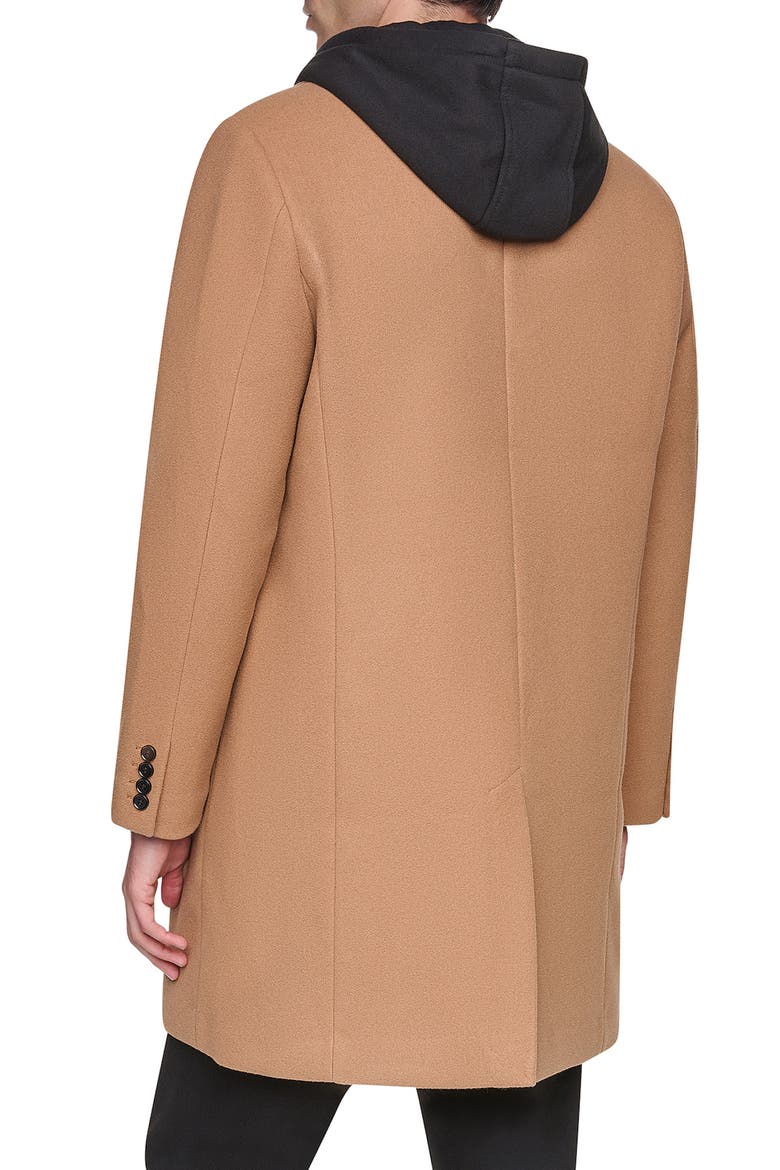 Faux Wool Topcoat with Removable Bib, Alternate, color, CAMEL