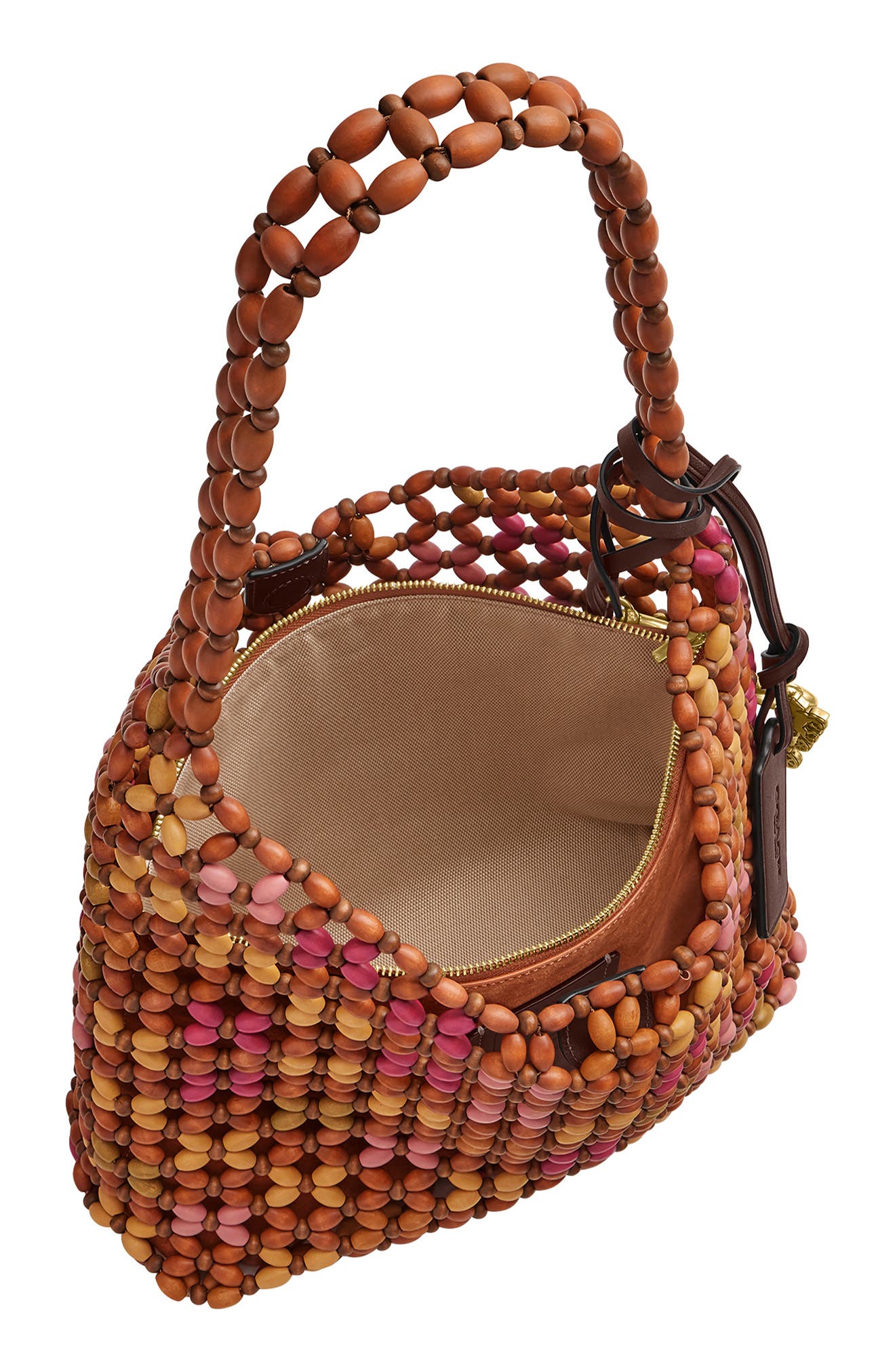 COACH Brooklyn 34 Wooden Bead Shoulder Bag, Alternate, color, Maple Multi