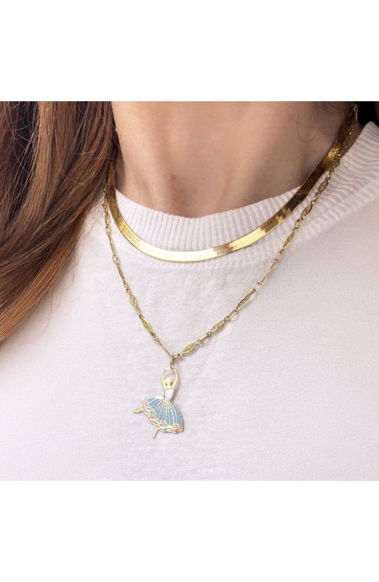 The Lovery Fine Jewelry Enamel Ballerina Charm, Alternate, color, Blue Enamel