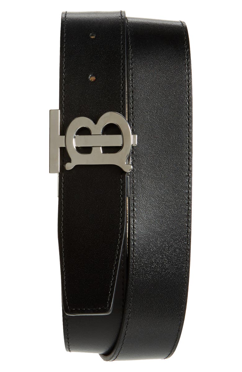 Burberry TB Check Reversible Belt, Alternate, color, Archive Beige/ Silver