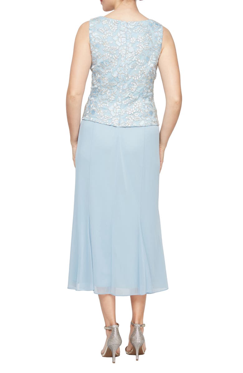 Alex Evenings Lace Bodice Godet Midi Dress with Jacket, Alternate, color, 