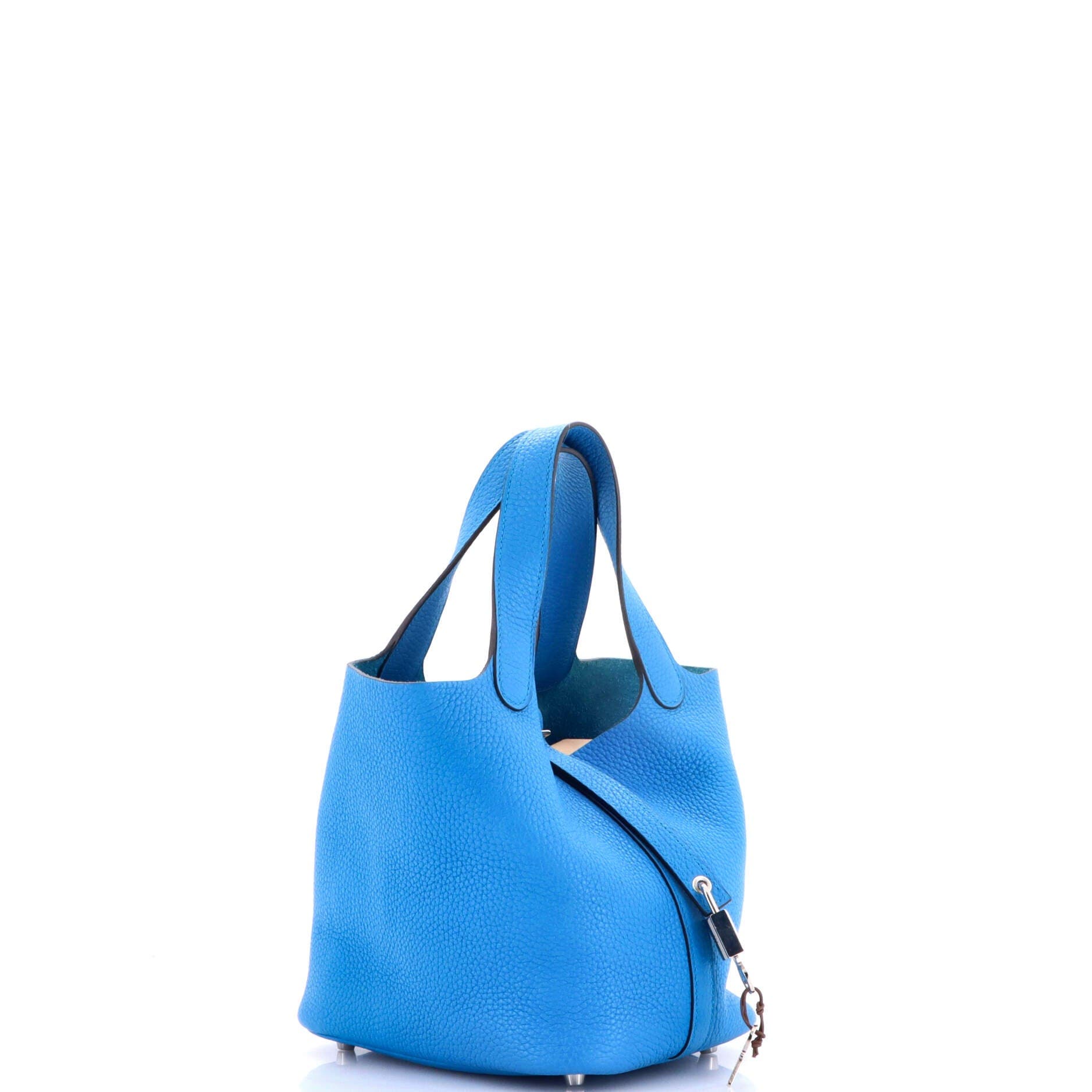 Pre-Owned Hermes Picotin Lock Bag Clemence PM, Alternate, color, Bleu Zanzibar