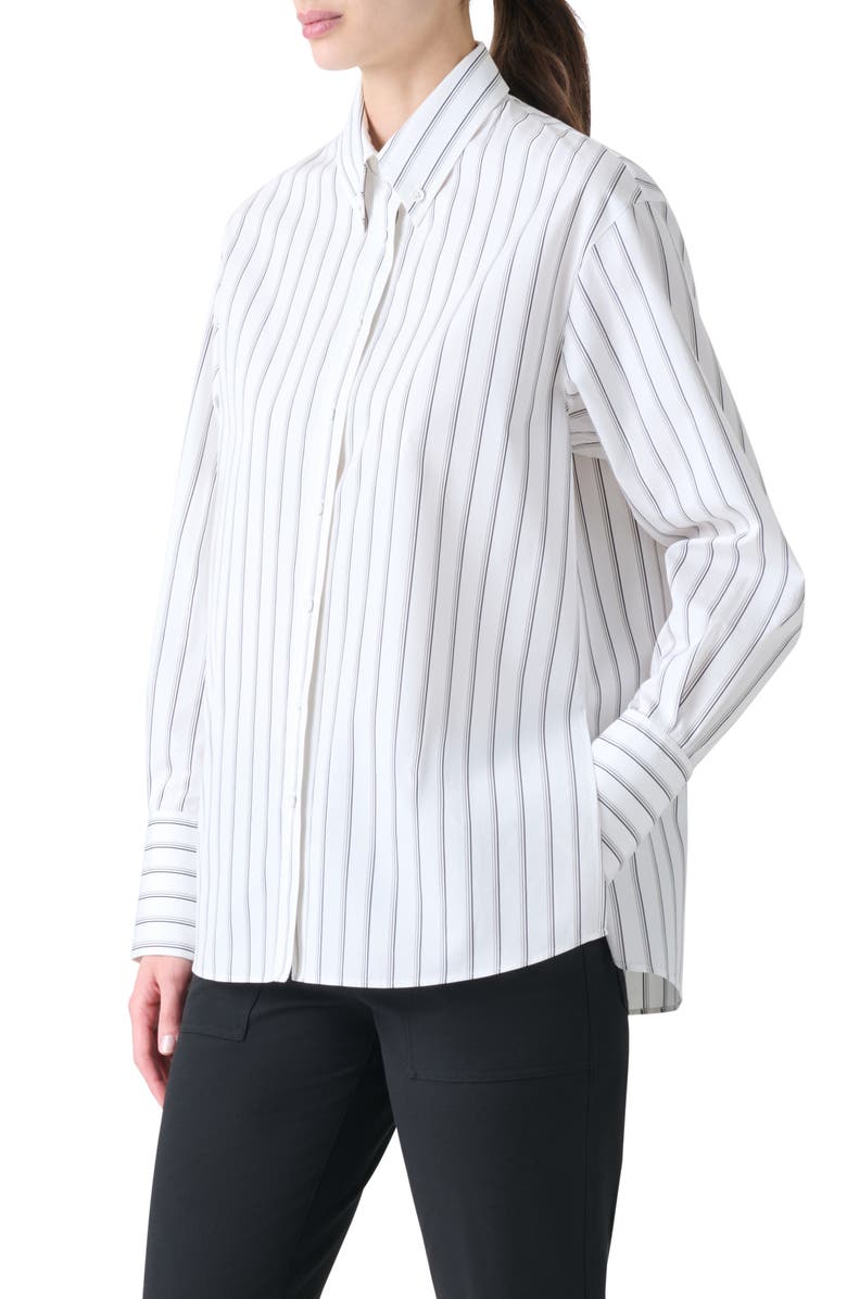 Akris punto Stripe Button-Down Shirt, Alternate, color, Cream-Black