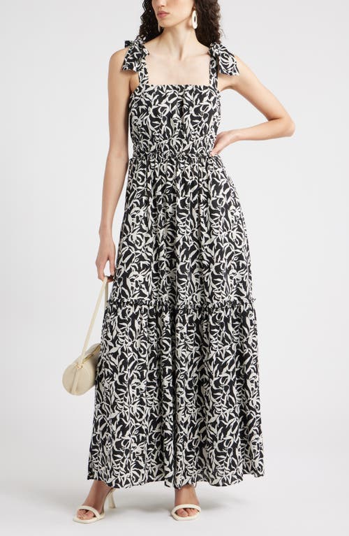 Chelsea28 Tie Strap Floral Print Maxi Dress In Black