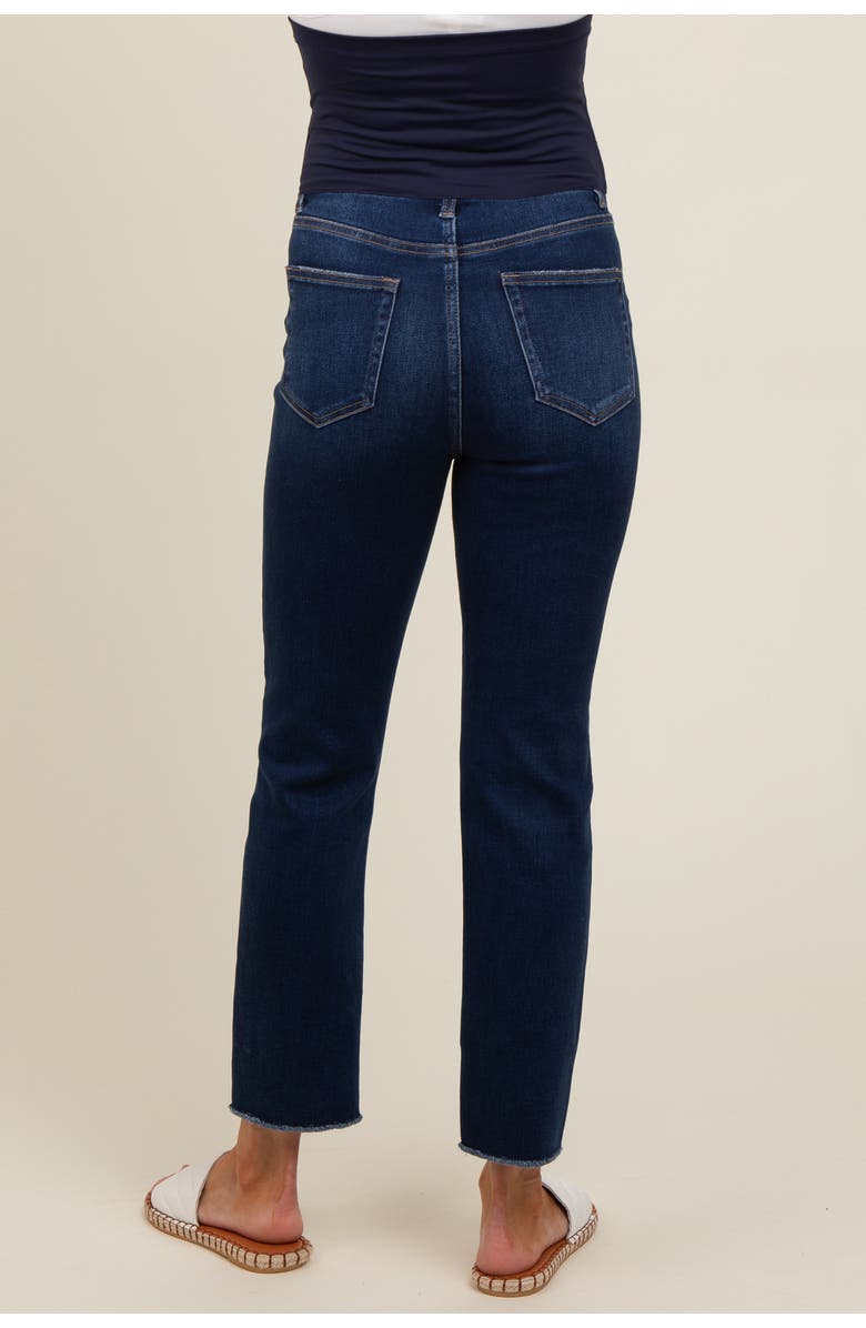 PinkBlush Cut Hem Slim Straight Maternity Jeans, Alternate, color, Navy Blue