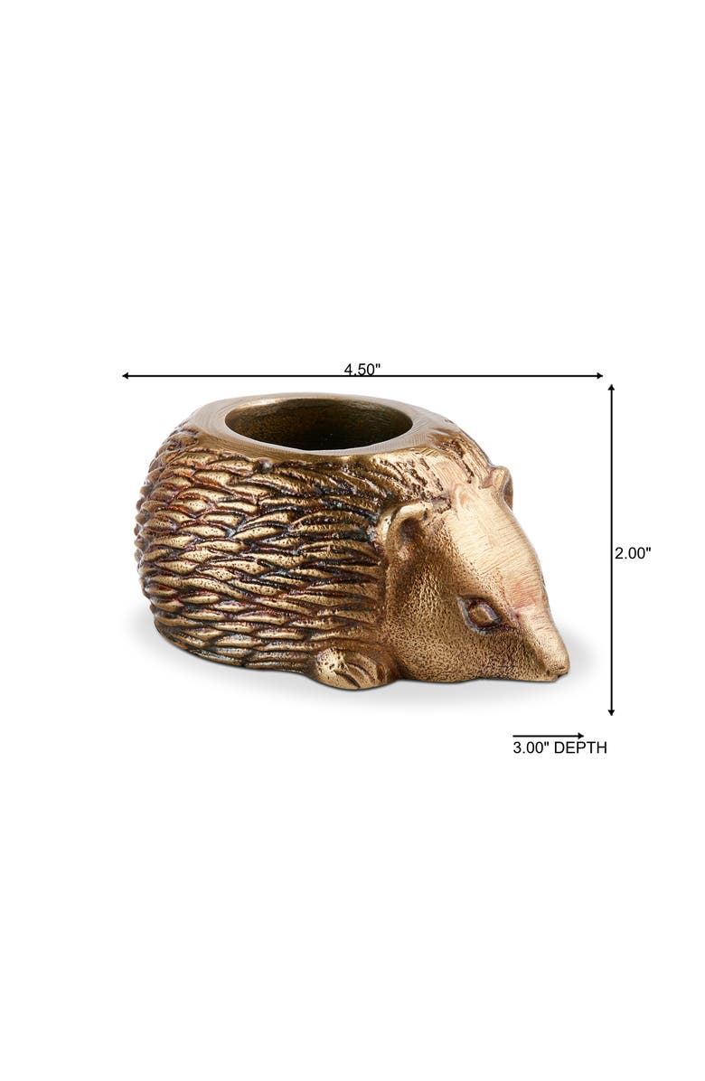 tag Garden Hedgehog Tealight Antique Brass Aluminum Spring, Alternate, color, Gold