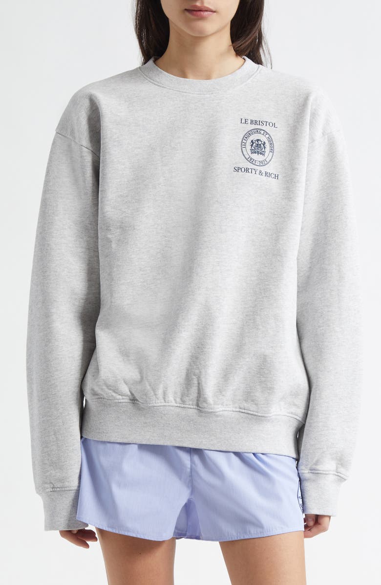 Sporty & Rich Crest Seal 100th Anniversary Graphic Sweatshirt, Main, color,